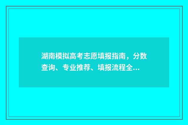 湖南模拟高考志愿填报指南，分数查询、专业推荐、填报流程全攻略 湖南模拟高考志愿怎么填