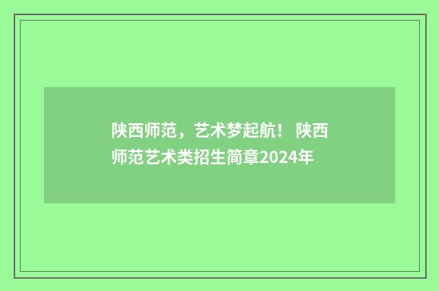 陕西师范，艺术梦起航！ 陕西师范艺术类招生简章2024年