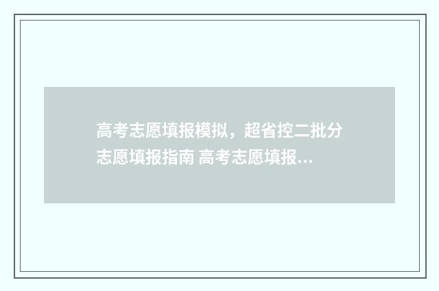 高考志愿填报模拟，超省控二批分志愿填报指南 高考志愿填报模板完整版