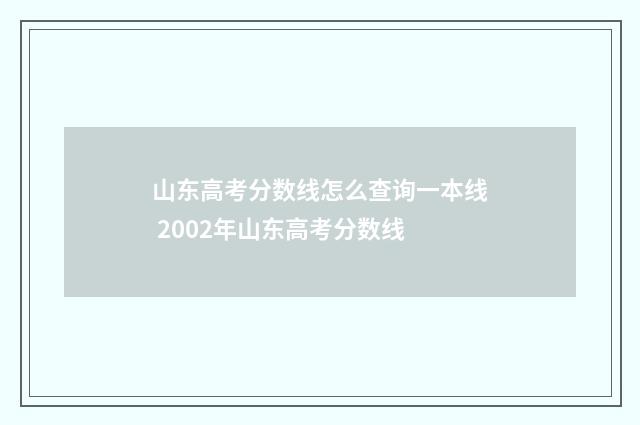 山东高考分数线怎么查询一本线 2002年山东高考分数线