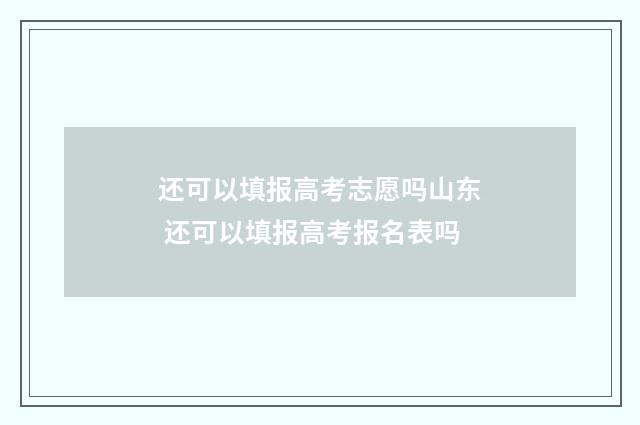 还可以填报高考志愿吗山东 还可以填报高考报名表吗