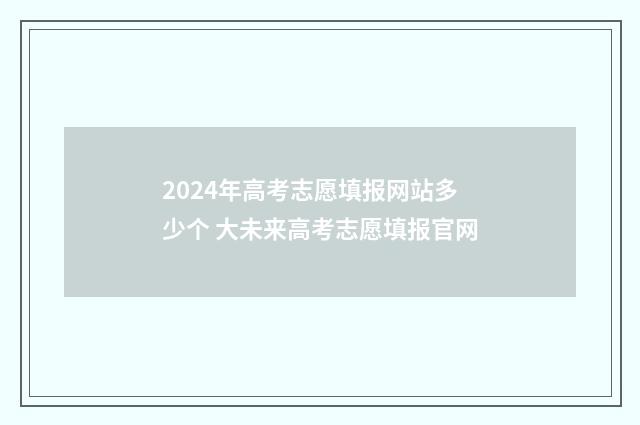 2024年高考志愿填报网站多少个 大未来高考志愿填报官网