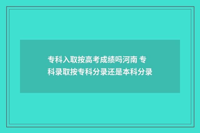 专科入取按高考成绩吗河南 专科录取按专科分录还是本科分录
