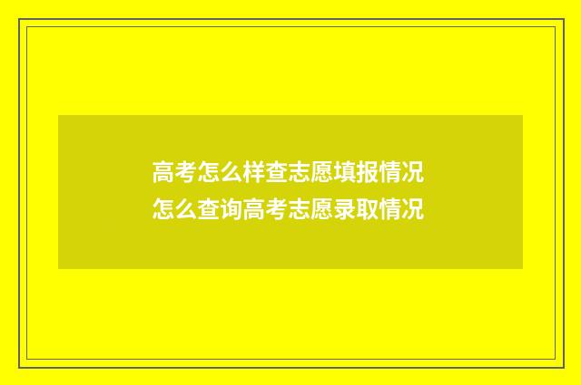 高考怎么样查志愿填报情况 怎么查询高考志愿录取情况