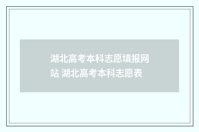 湖北高考本科志愿填报网站 湖北高考本科志愿表