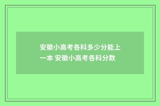 安徽小高考各科多少分能上一本 安徽小高考各科分数