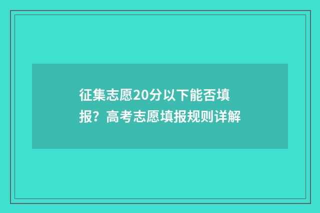 征集志愿20分以下能否填报？高考志愿填报规则详解