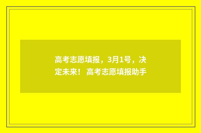 高考志愿填报，3月1号，决定未来！ 高考志愿填报助手