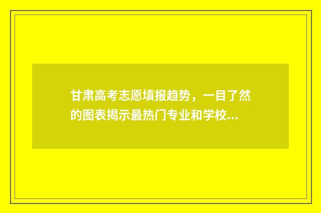 甘肃高考志愿填报趋势，一目了然的图表揭示最热门专业和学校！ 甘肃高考志愿填报45个填满吗