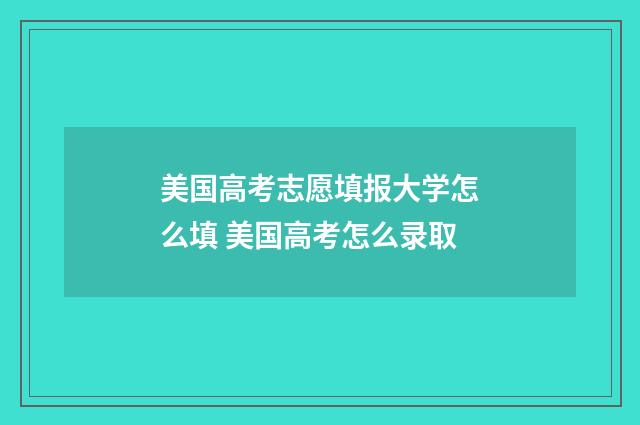 美国高考志愿填报大学怎么填 美国高考怎么录取