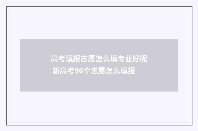 高考填报志愿怎么填专业好呢 新高考96个志愿怎么填报