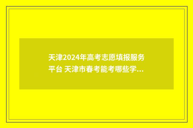 天津2024年高考志愿填报服务平台 天津市春考能考哪些学校
