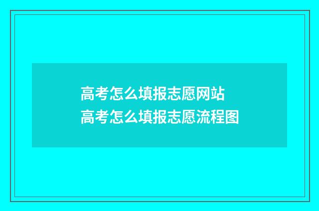 高考怎么填报志愿网站 高考怎么填报志愿流程图