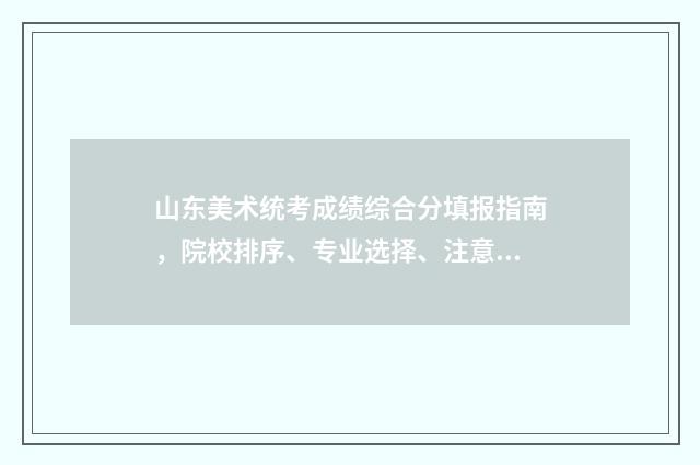 山东美术统考成绩综合分填报指南，院校排序、专业选择、注意事项 山东美术统考成绩查询入口