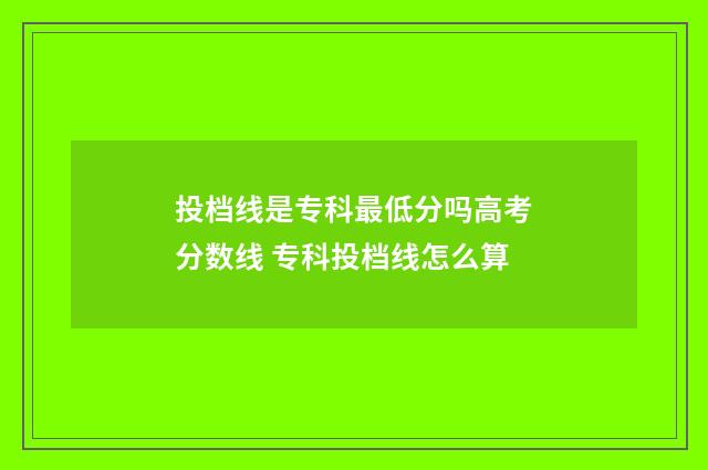 投档线是专科最低分吗高考分数线 专科投档线怎么算