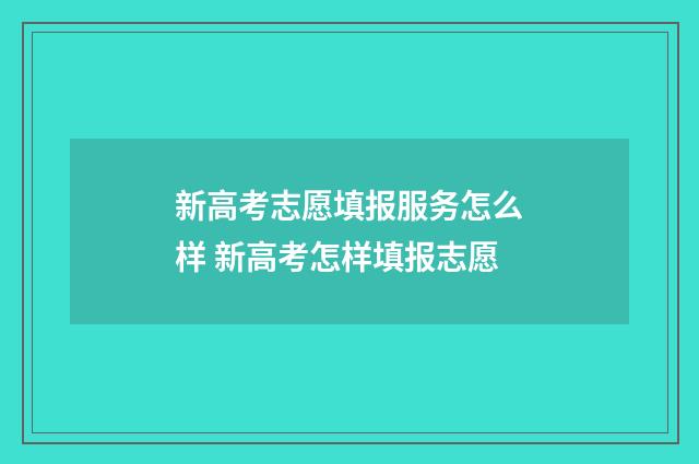 新高考志愿填报服务怎么样 新高考怎样填报志愿