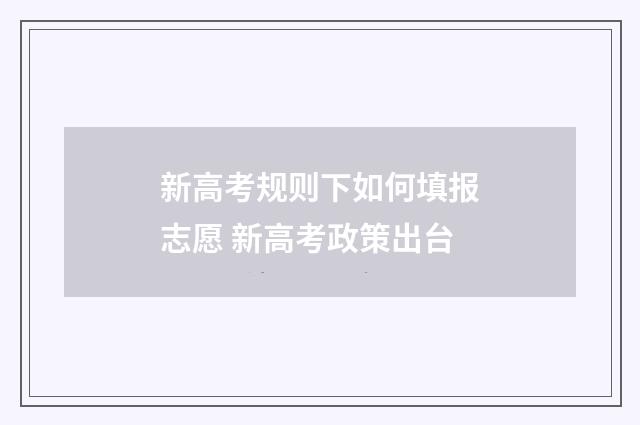 新高考规则下如何填报志愿 新高考政策出台