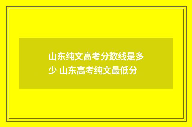 山东纯文高考分数线是多少 山东高考纯文最低分
