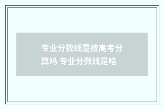 专业分数线是按高考分算吗 专业分数线是啥