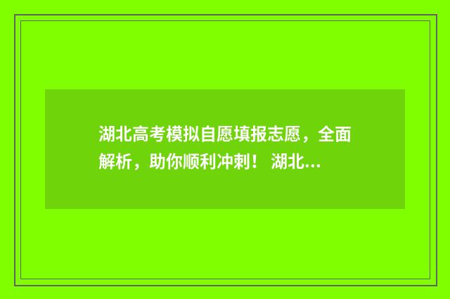 湖北高考模拟自愿填报志愿，全面解析，助你顺利冲刺！ 湖北高考模拟考试