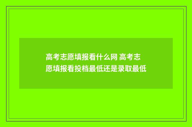 高考志愿填报看什么网 高考志愿填报看投档最低还是录取最低