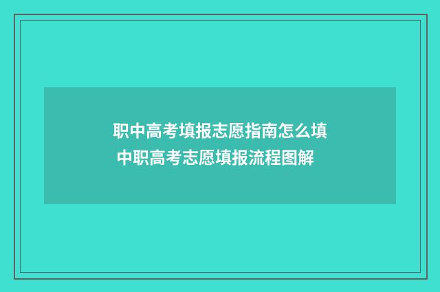 职中高考填报志愿指南怎么填 中职高考志愿填报流程图解
