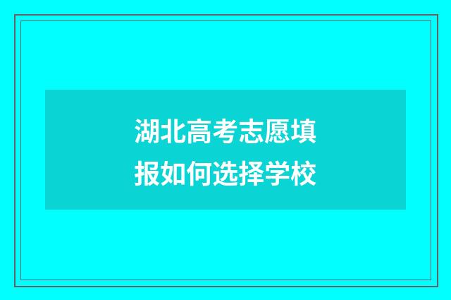 湖北高考志愿填报如何选择学校