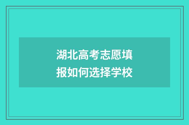湖北高考志愿填报如何选择学校