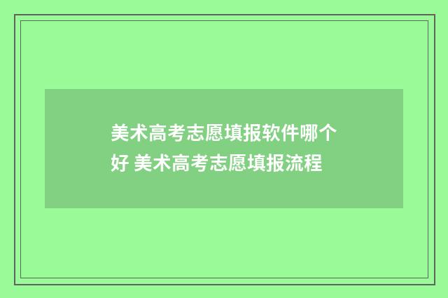美术高考志愿填报软件哪个好 美术高考志愿填报流程