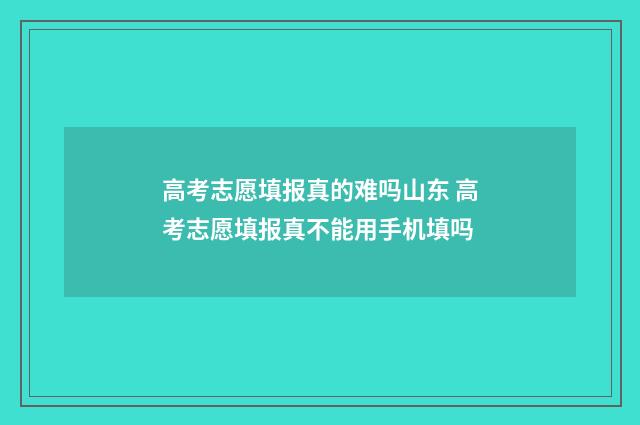 高考志愿填报真的难吗山东 高考志愿填报真不能用手机填吗