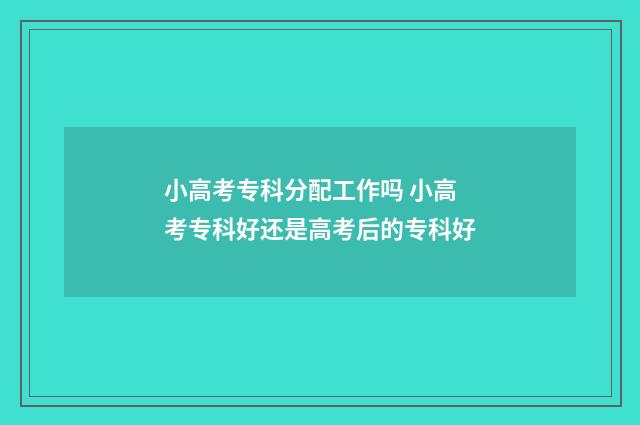 小高考专科分配工作吗 小高考专科好还是高考后的专科好