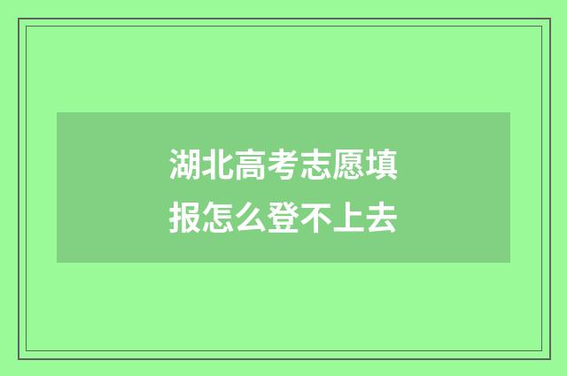 湖北高考志愿填报怎么登不上去