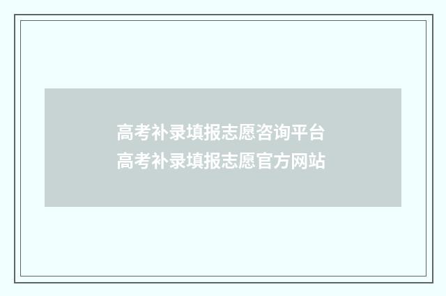 高考补录填报志愿咨询平台 高考补录填报志愿官方网站