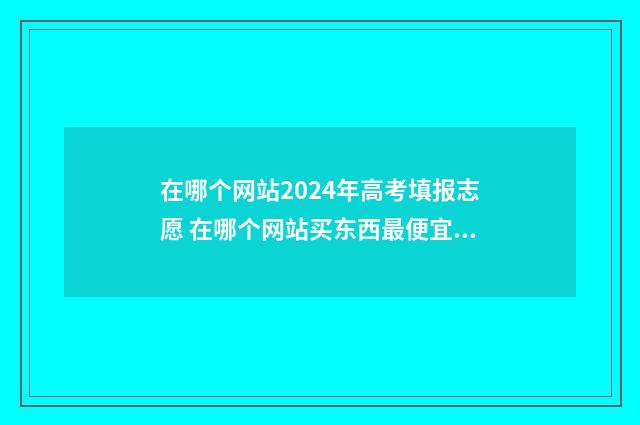 在哪个网站2024年高考填报志愿 在哪个网站买东西最便宜又好