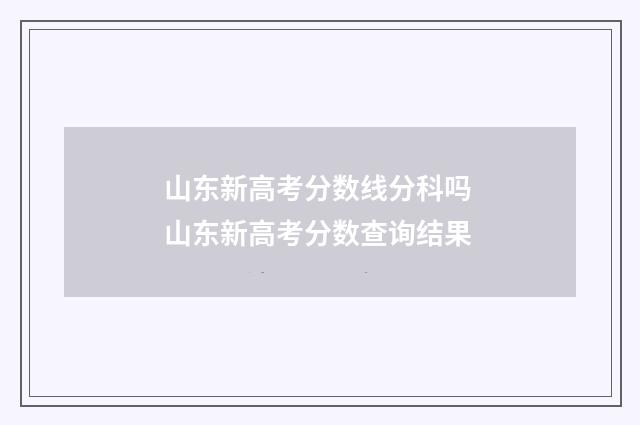 山东新高考分数线分科吗 山东新高考分数查询结果