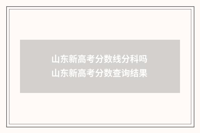 山东新高考分数线分科吗 山东新高考分数查询结果