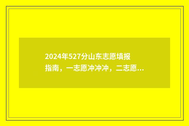 2024年527分山东志愿填报指南，一志愿冲冲冲，二志愿稳稳中 2021山东422分