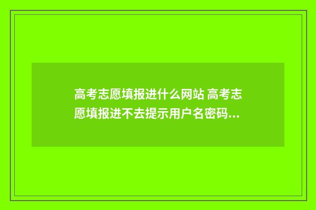 高考志愿填报进什么网站 高考志愿填报进不去提示用户名密码错误