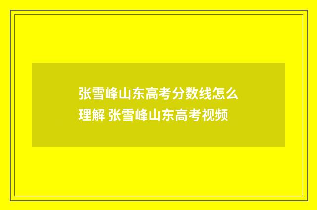 张雪峰山东高考分数线怎么理解 张雪峰山东高考视频