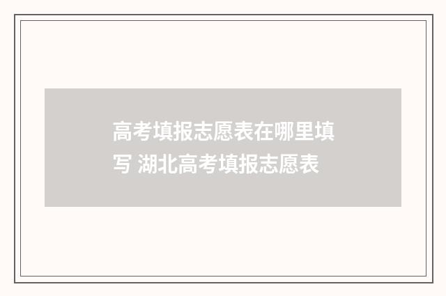 高考填报志愿表在哪里填写 湖北高考填报志愿表
