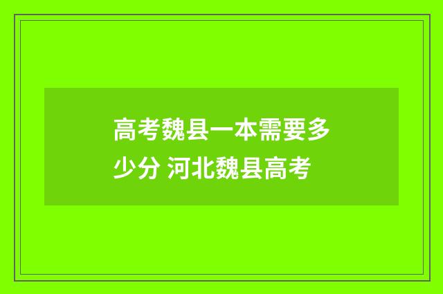 高考魏县一本需要多少分 河北魏县高考