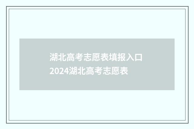 湖北高考志愿表填报入口 2024湖北高考志愿表