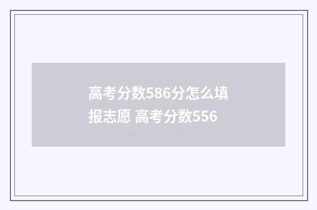 高考分数586分怎么填报志愿 高考分数556
