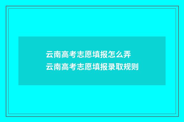 云南高考志愿填报怎么弄 云南高考志愿填报录取规则