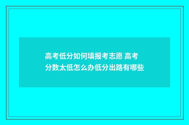 高考低分如何填报考志愿 高考分数太低怎么办低分出路有哪些