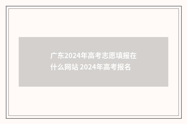 广东2024年高考志愿填报在什么网站 2024年高考报名