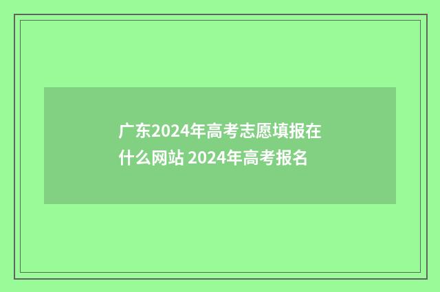 广东2024年高考志愿填报在什么网站 2024年高考报名
