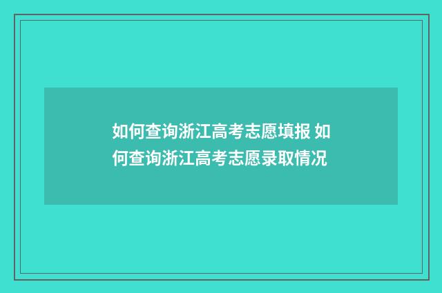 如何查询浙江高考志愿填报 如何查询浙江高考志愿录取情况