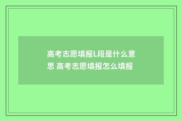 高考志愿填报L段是什么意思 高考志愿填报怎么填报
