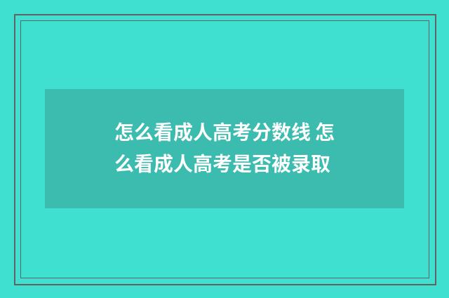 怎么看成人高考分数线 怎么看成人高考是否被录取